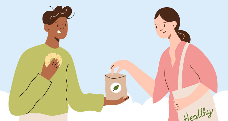 woman eating vegan snacks